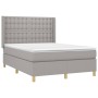 Box spring bed mattress and LED lights light gray fabric 140x190 cm by , Beds and slatted bases - Ref: Foro24-3139189, Price:...