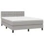 Box spring bed with light gray fabric mattress 140x200 cm by , Beds and slatted bases - Ref: Foro24-3140377, Price: 438,79 €,...