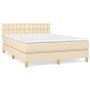 Box spring bed with cream fabric mattress 140x190 cm by , Beds and slatted bases - Ref: Foro24-3140934, Price: 417,23 €, Disc...