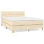 Box spring bed with cream fabric mattress 140x190 cm by , Beds and slatted bases - Ref: Foro24-3140934, Price: 402,40 €, Disc...