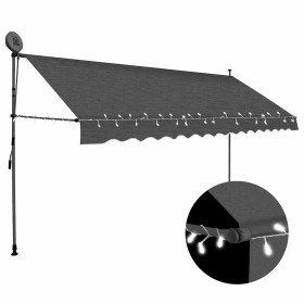 Toldo manual retráctil con LED gris antracita 400 cm Toldo manual retráctil con LED gris antracita 400 cm