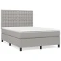 Box spring bed with light gray fabric mattress 140x200 cm by , Beds and slatted bases - Ref: Foro24-3142097, Price: 469,48 €,...
