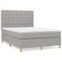 Box spring bed with light gray fabric mattress 140x190 cm by , Beds and slatted bases - Ref: Foro24-3142649, Price: 510,96 €,...