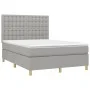 Box spring bed with light gray fabric mattress 140x190 cm by , Beds and slatted bases - Ref: Foro24-3142649, Price: 510,96 €,...