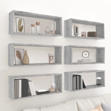 Kubische Wandregale, 6 Stück, graues Sonoma-Holz, 60 x 15 x 23 cm von , Regale und Regale - Ref: Foro24-815929, Preis: 62,46 ...