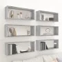 Estantes cúbicos de pared 6 uds madera gris Sonoma 60x15x23 cm de , Estantes y estanterías - Ref: Foro24-815929, Precio: 61,3...