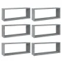 Estantes cúbicos de pared 6 uds madera gris Sonoma 60x15x23 cm de , Estantes y estanterías - Ref: Foro24-815929, Precio: 61,3...