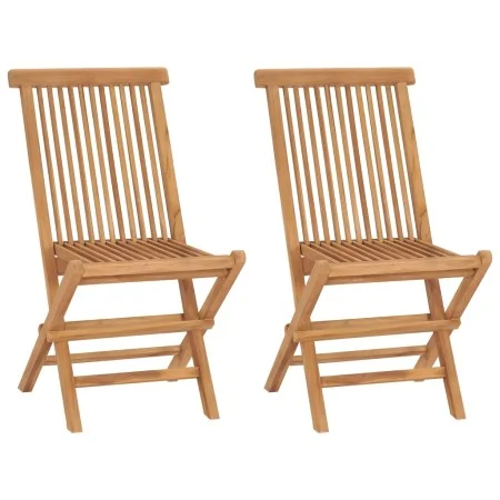 Folding garden chairs 2 units solid teak wood by vidaXL, Garden chairs - Ref: Foro24-41993, Price: 149,46 €, Discount: %