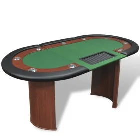 Poker table 10 players chip tray and dealer area by vidaXL, Game and poker tables - Ref: Foro24-80133, Price: 275,43 €, Disco...