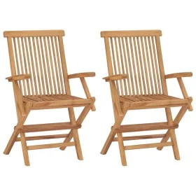 Klappbare Gartenstühle 2 Einheiten aus massivem Teakholz von vidaXL, Gartenstühle - Ref: Foro24-41999, Preis: 171,72 €, Rabat...