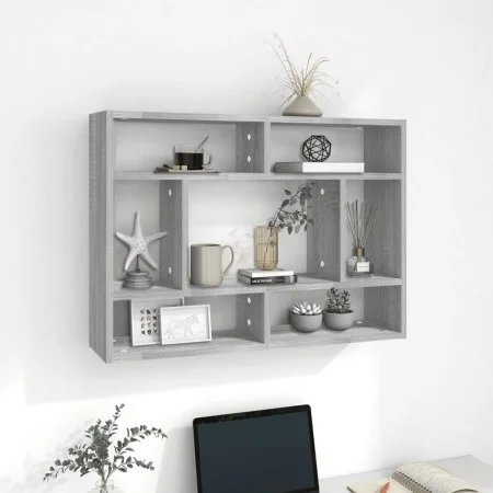 Sonoma gray engineered wood wall shelf 75x16x55cm by , Shelves and shelves - Ref: Foro24-815844, Price: 36,89 €, Discount: %