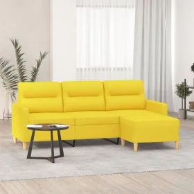 3-seater sofa with light yellow fabric stool 180 cm by , Sofas - Ref: Foro24-3201078, Price: 299,64 €, Discount: %