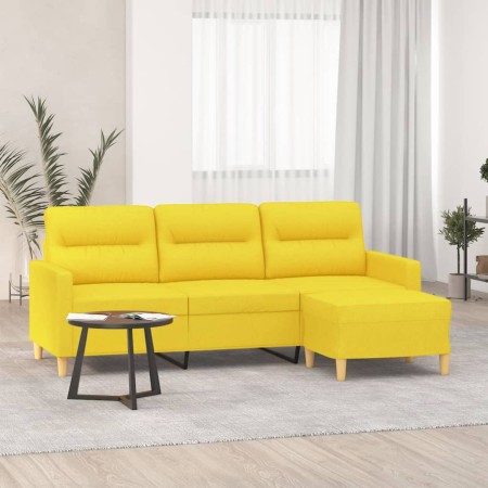 3-Sitzer-Sofa mit hellgelbem Stoffhocker 180 cm von , Sofas - Ref: Foro24-3201078, Preis: 304,11 €, Rabatt: %
