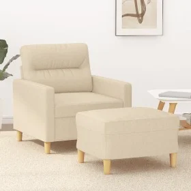 Armchair with stool cream fabric 60 cm by , Sofas - Ref: Foro24-3201067, Price: 202,70 €, Discount: %