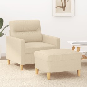 Sessel mit Hocker aus cremefarbenem Stoff 60 cm von , Sofas - Ref: Foro24-3201067, Preis: 206,06 €, Rabatt: %