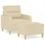Armchair with stool cream fabric 60 cm by , Sofas - Ref: Foro24-3201067, Price: 202,70 €, Discount: %