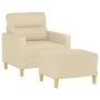 Armchair with stool cream fabric 60 cm by , Sofas - Ref: Foro24-3201067, Price: 202,70 €, Discount: %
