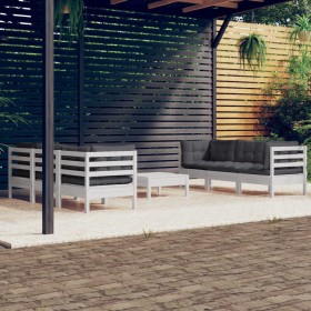 Garden furniture 7 pieces with anthracite pine wood cushions by , Garden sets - Ref: Foro24-3096119, Price: 617,41 €, Discoun...