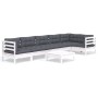 Gartenmöbel 7-teilig mit Kissen aus weißem Kiefernholz von , Gartensets - Ref: Foro24-3096401, Preis: 587,02 €, Rabatt: %