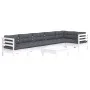 Garden furniture 7 pieces with white pine wood cushions by , Garden sets - Ref: Foro24-3096401, Price: 579,60 €, Discount: %
