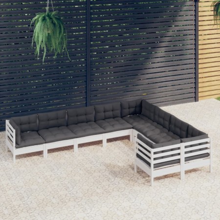Gartenmöbel 9-teilig und Kissen aus weißem Kiefernholz von , Gartensets - Ref: Foro24-3096984, Preis: 818,57 €, Rabatt: %