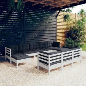Gartenmöbel 10 Stück weiße Kissen aus massivem Kiefernholz von , Gartensets - Ref: Foro24-3097140, Preis: 818,50 €, Rabatt: %