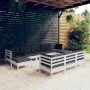 Muebles de jardín 10 pzas cojines blanco madera maciza de pino de , Conjuntos de jardín - Ref: Foro24-3097140, Precio: 818,50...