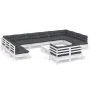Gartenmöbel 13-teilig mit Kissen aus weißem Kiefernholz von , Gartensets - Ref: Foro24-3097278, Preis: 1,00 €, Rabatt: %