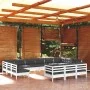 Muebles de jardín 13 pzas con cojines blanco madera de pino de , Conjuntos de jardín - Ref: Foro24-3097284, Precio: 1,00 €, D...