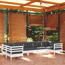 Gartenmöbel 7-teilig mit Kissen aus weißem Kiefernholz von , Gartensets - Ref: Foro24-3097308, Preis: 619,41 €, Rabatt: %