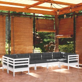 Gartenmöbel 7-teilig mit Kissen aus weißem Kiefernholz von , Gartensets - Ref: Foro24-3097308, Preis: 627,29 €, Rabatt: %