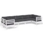 Muebles de jardín 7 pzas con cojines blanco madera de pino de , Conjuntos de jardín - Ref: Foro24-3097308, Precio: 619,37 €, ...