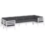 Muebles de jardín 7 pzas con cojines blanco madera de pino de , Conjuntos de jardín - Ref: Foro24-3097308, Precio: 619,37 €, ...