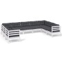 Gartenmöbel 9-teilig mit Kissen aus weißem Kiefernholz von , Gartensets - Ref: Foro24-3097320, Preis: 818,57 €, Rabatt: %
