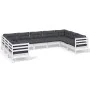 Muebles de jardín 9 pzas con cojines blanco madera de pino de , Conjuntos de jardín - Ref: Foro24-3097320, Precio: 808,20 €, ...