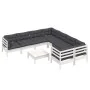 Gartenmöbel 9-teilig und Kissen aus weißem Kiefernholz von , Gartensets - Ref: Foro24-3096978, Preis: 794,11 €, Rabatt: %