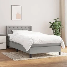 Cama box spring con colchón tela gris claro 80x200 cm de , Camas y somieres - Ref: Foro24-3129905, Precio: 280,24 €, Descuent...