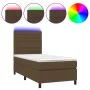 Box spring bed mattress LED lights dark brown fabric 100x200cm by , Beds and slatted bases - Ref: Foro24-3134936, Price: 367,...