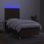 Box spring bed mattress LED lights dark brown fabric 100x200cm by , Beds and slatted bases - Ref: Foro24-3135496, Price: 368,...