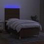 Cama box spring colchón luces LED tela marrón oscuro 100x200cm de , Camas y somieres - Ref: Foro24-3135496, Precio: 347,22 €,...