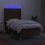 Box spring bed mattress LED lights dark brown fabric 100x200cm by , Beds and slatted bases - Ref: Foro24-3138936, Price: 378,...