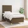 Box spring bed with dark brown fabric mattress 100x200 cm by , Beds and slatted bases - Ref: Foro24-3142396, Price: 356,10 €,...