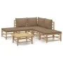 Set de muebles de jardín 6 piezas bambú con cojines gris taupé de , Conjuntos de jardín - Ref: Foro24-3155111, Precio: 540,64...