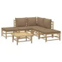 Set de muebles de jardín 6 piezas bambú con cojines gris taupé de , Conjuntos de jardín - Ref: Foro24-3155111, Precio: 540,64...
