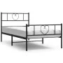 Bed frame with headboard and black metal footboard 90x190 cm by , Beds and slatted bases - Ref: Foro24-355473, Price: 73,98 €...