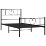 Bed frame with headboard and black metal footboard 90x190 cm by , Beds and slatted bases - Ref: Foro24-355473, Price: 73,98 €...