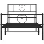 Bed frame with headboard and black metal footboard 90x190 cm by , Beds and slatted bases - Ref: Foro24-355473, Price: 73,98 €...