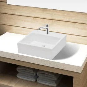 Square ceramic sink with faucet hole and white drain. by vidaXL, Sinks - Ref: Foro24-141940, Price: 61,99 €, Discount: %
