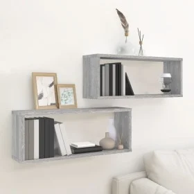 Cubic wall shelves 2 pcs gray Sonoma wood 60x15x23 cm by , Shelves and shelves - Ref: Foro24-815927, Price: 28,37 €, Discount: %