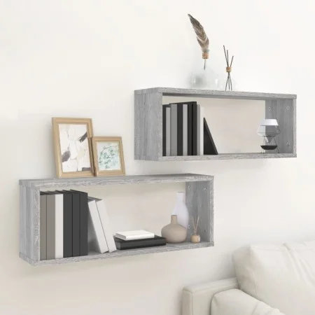 Cubic wall shelves 2 pcs gray Sonoma wood 60x15x23 cm by , Shelves and shelves - Ref: Foro24-815927, Price: 28,37 €, Discount: %